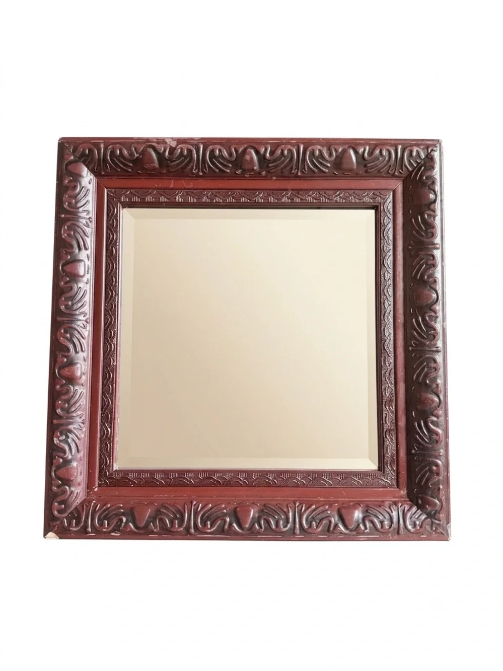 Classic Carved Square Wall Mirror - Brown